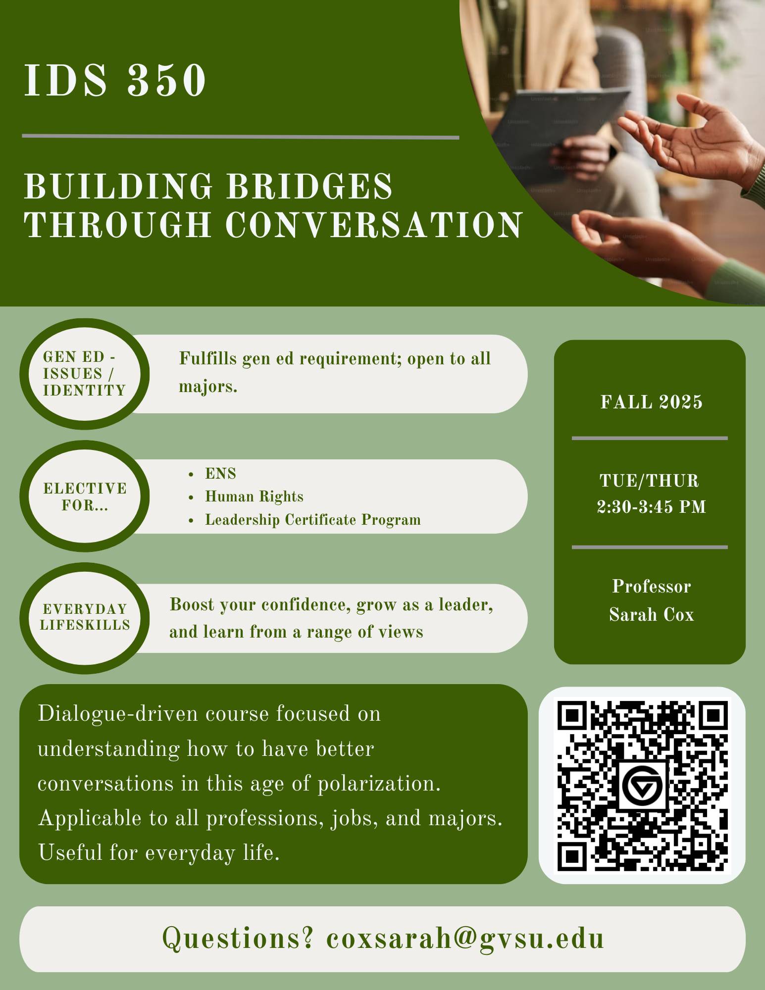 Image of two people in conversation with speech bubbles above them to symbolize the use of civil discourse